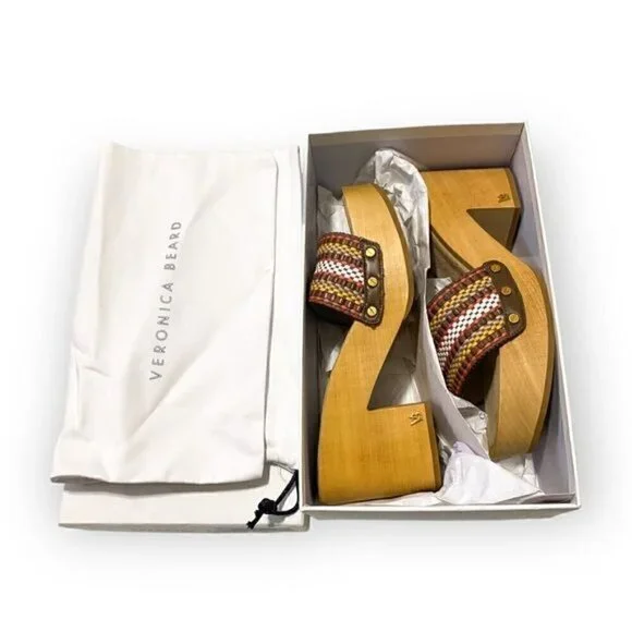 NIB Veronica BeardHannalee WovenClog Sandal Size 10, Brown multi